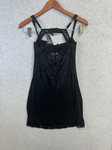 Victoria’s Secret Black Lace Bustier Slip Dress Sz S Lingerie Nightgown - Picture 12 of 17