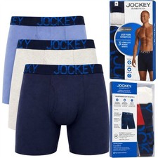 3 Pack Mens Sports Boxers Jockey Long Leg Four Way Stretch Underwear Small - 2XL