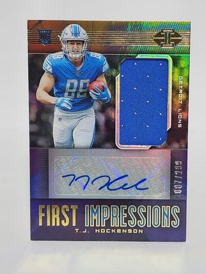 2019 Panini Illusions T.J. Hockenson First Impressions Patch Auto /299 RC Lions
