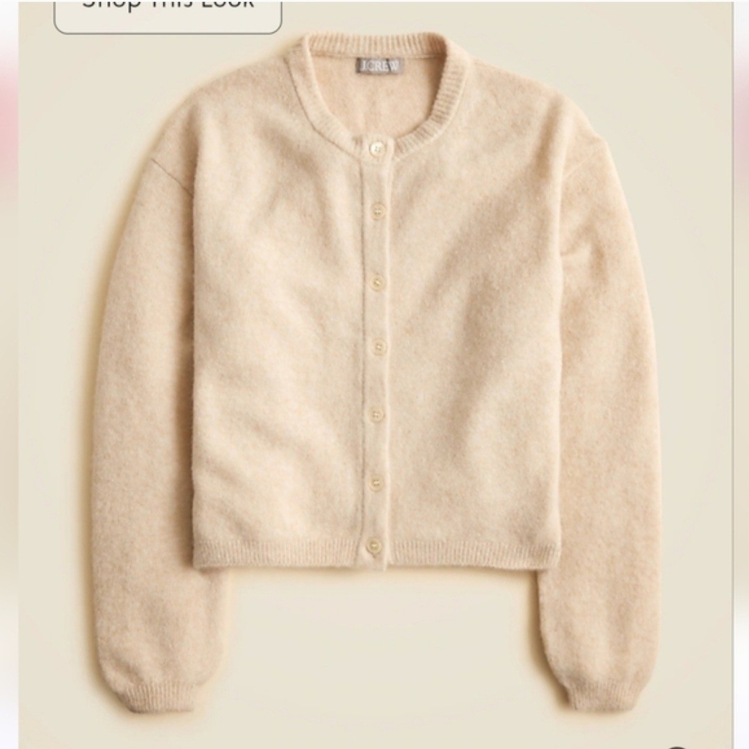 NWT J. Crew Women's Beige Supersoft bubble-hem cardigan Sz L $98