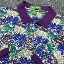 Vintage Penguin Grand Slam Polo Shirt Men Large Golf All Over Abstract Print EUC