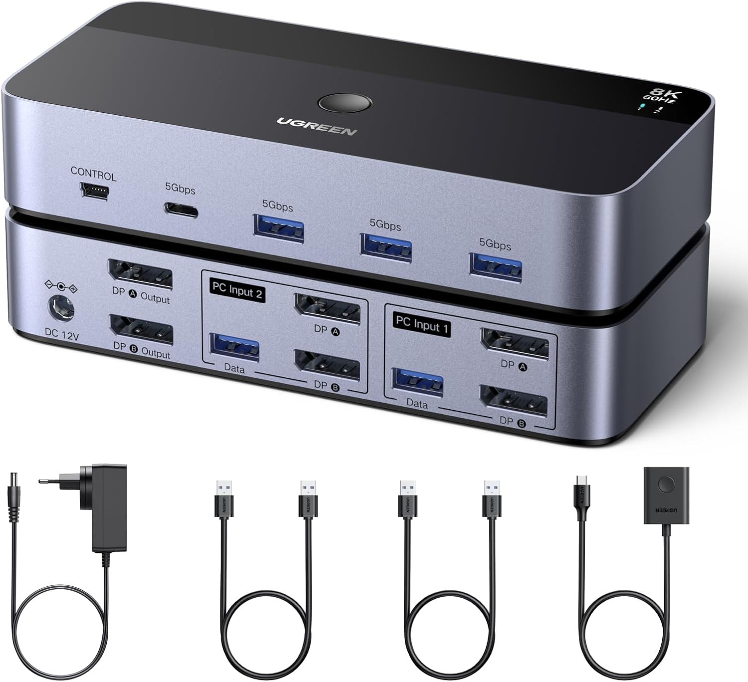 Switch KVM DisplayPort 8K UGREEN double écran pour éliminer les câbles