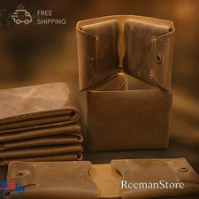 Crazy Horse Wax Unstitch Leather Wallet Men’s Handmade Bifold Slim Card Holder