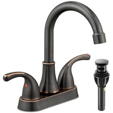 Oil Rubbed Bronze Faucet - Lead-Free 2 Handle for Bathroom Sinks, Modern Charm