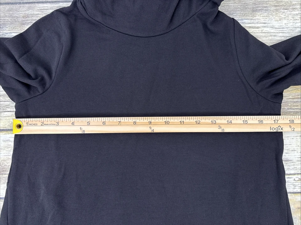 Lisa Rinna Cowl 颈部轻便束腰上衣 XS 码黑色长袖侧开衩 — 第 4/4 张图片