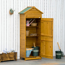 Sentry Box Garden Shed with 2 Shelves Asphalt Roof Slimline Wood Tool Cabinet