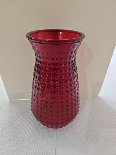 Vaso vintage in vetro rosso da piano cottura - modello fossetta punti XL - vetro artistico metà secolo - Foto 11 di 24