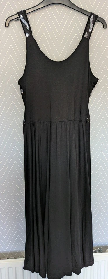 Rare Long Black Dress Sparkle Sequin Detail Size 8-10 Excellent Condition - Image 2 of 4