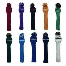 Hand Knit Wool Pom Pom Golf Club Head Cover 18   see colors 