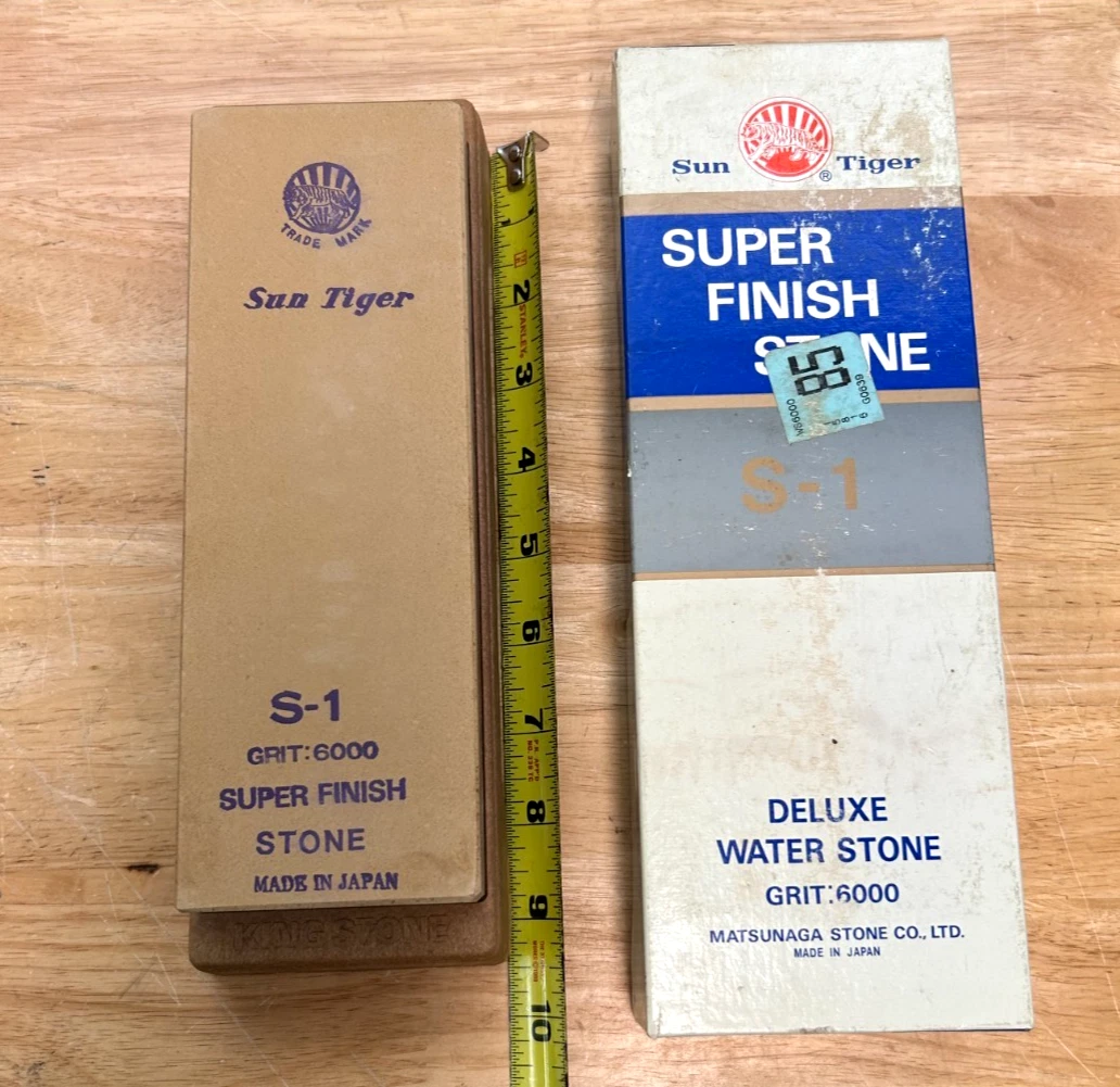 SUN TIGER Japanese Super Finish Whetstone Knife Blade Wet Stone 6000 Grit NOS