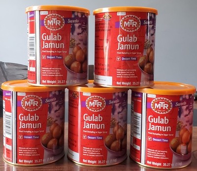 (5) MTR Ready to Eat Gulab Jamun Desserts Indian Sweets, Pure Veg- 1 Kg/35.27oz