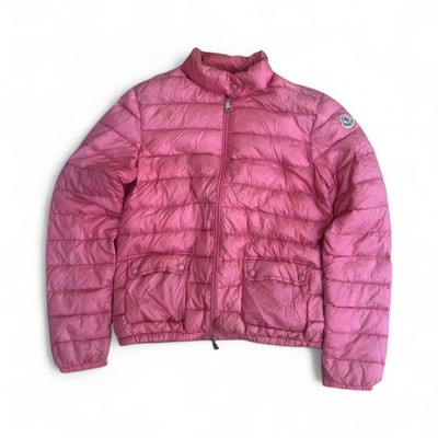 Authentic Moncler Lans Short Light Puffer Jacket Coral Pink Patch
