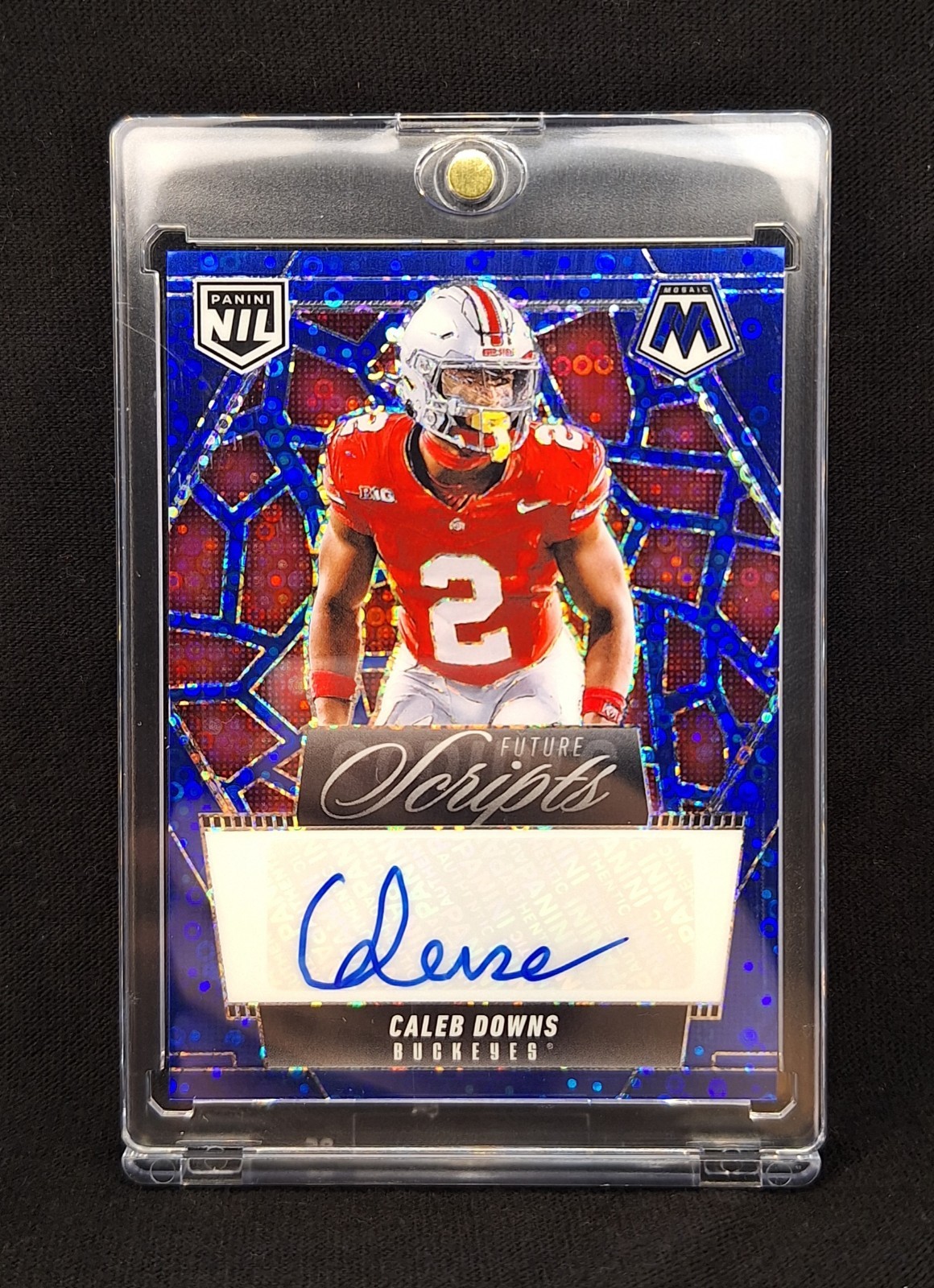 2025 Mosaic No Huddle Blue NIL Future Scripts Caleb Downs Auto Ohio State