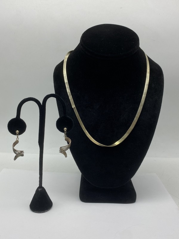 Sterling Silver Assorted Chain Necklace & Earring Jewelry Bundle 2pc 15.1g