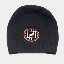 Fendi Black Zucca Applique Beanie One Size