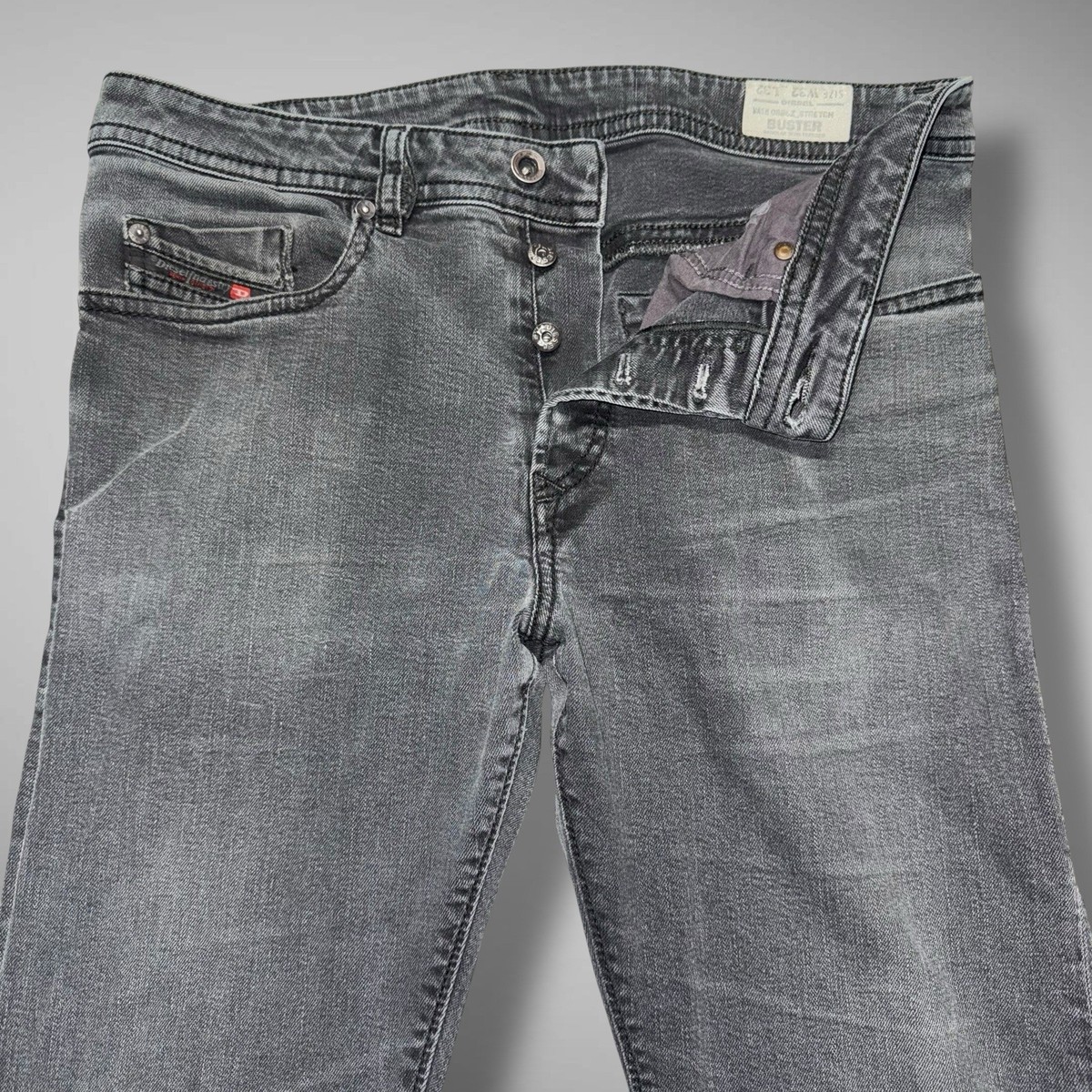 Diesel Buster Jeans Mens 32x30 Black Gray Regular Slim Tapered