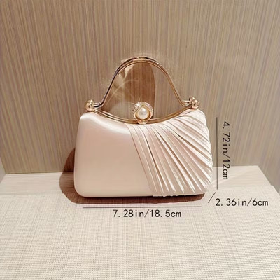 Elegante Pfirsichfarbenes Goddess-Abendtasche   Clutch mit Goldakzenten, Polyest