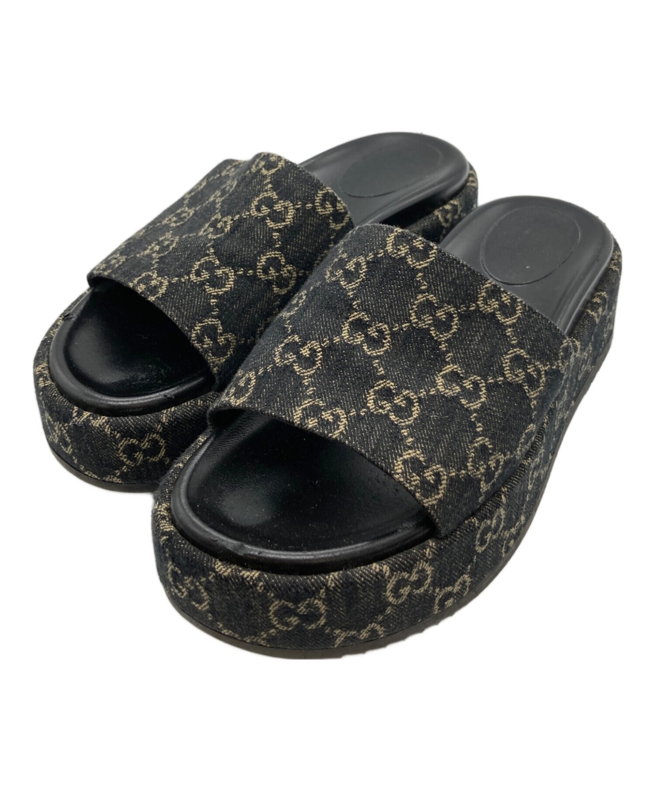 GUCCI GG Platform Sandals Womens US 7.5 Authentic From Japan RIN