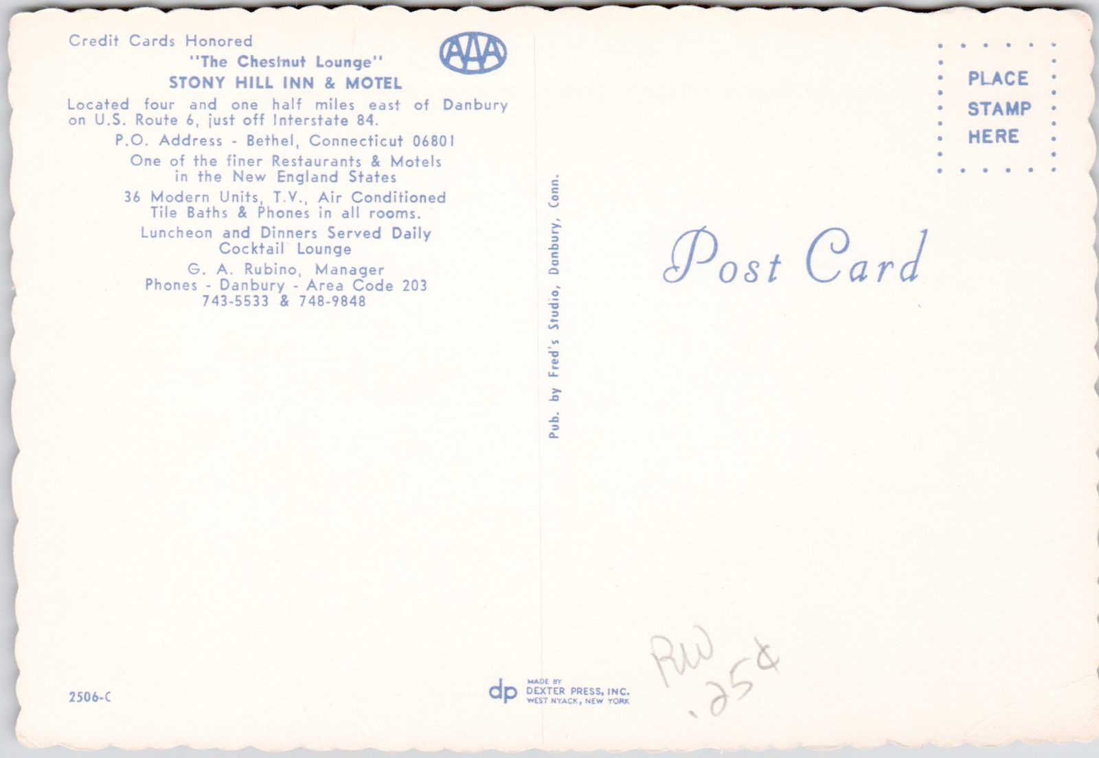 Postcard Inn Logo Chesnut Lodge Stony Hill Inn & Motel Bethel Connecticut CT Postcard | eBay
