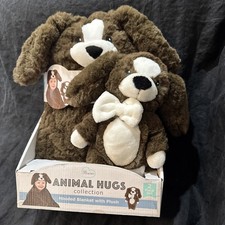 Little Miracles Plush Puppy Dog Animal Hugs Hooded Baby Blanket 30"x36"  Toy