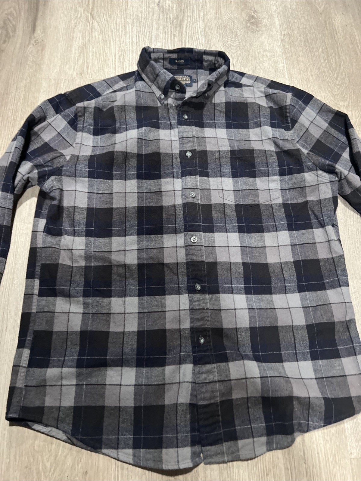 Pendleton Mason Large Black Gray Plaid Flannel Lo… - image 5