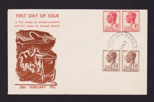AUSTRALIA 1952 HASLEM FDC KGVI 4½d & 6½d UNADDRESSED