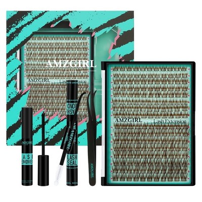Brown Lash Clusters Kit 176Pcs Natural Eyelash Extensions Kit Dark Brown Wisp...
