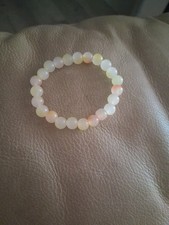 Handmade Yellow-orange Gradient Round Bead Braclet- Elastic, One Size