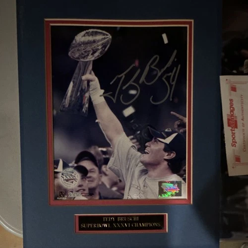 Tedy Bruschi Signed Photo New England Patriots Super Bowl XXXVI Sports Images