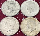 1964 Kennedy Half Dollars 90% Silver Lot Of 4 Bullion Silver Coins Circulated