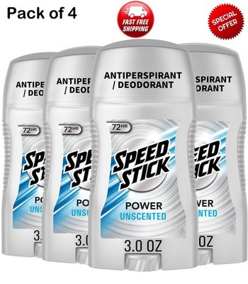 Speed Stick Power Unscented Antiperspirant & Deodorant Solid, 3 oz - Pack of 4