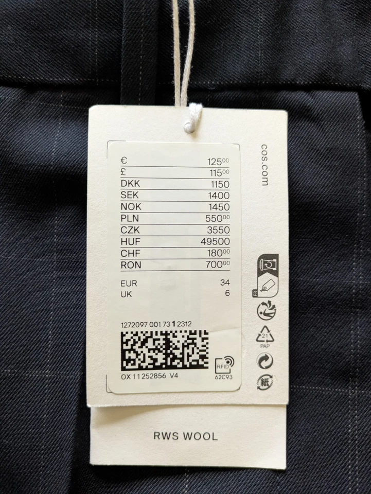 COS Window Pane-Check Trousers Size 6 EUR 34 - Image 4 of 4