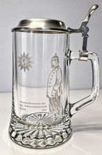 Glas Bierkrug m. Zinndeckel GdP Polizei