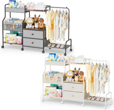 Diaper Caddy Organizer with Hanging Rack - 3 Tier Rolling Utility Cart with Draw