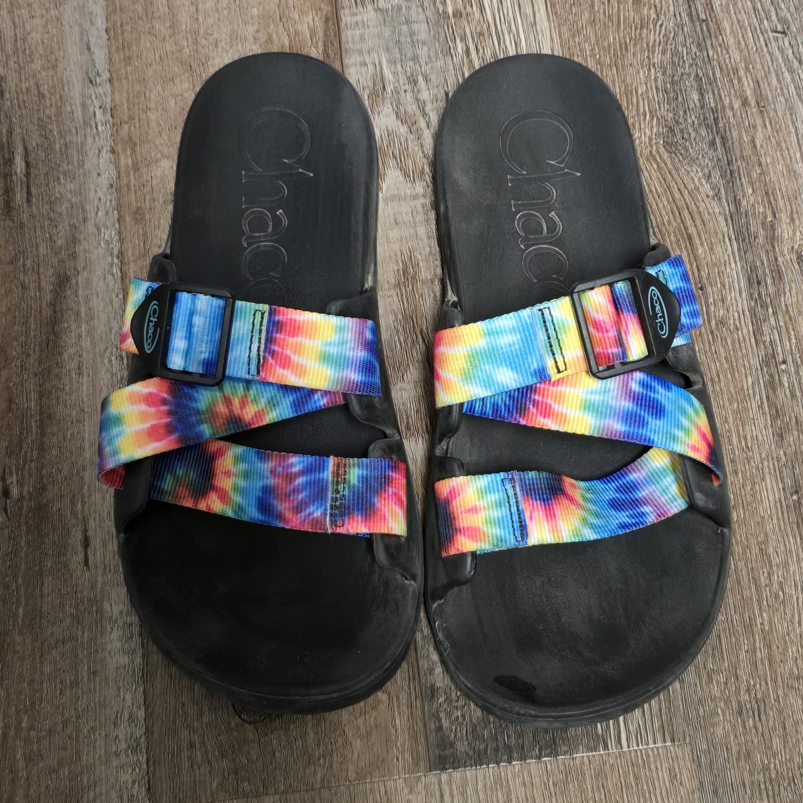 Chaco Womens Rainbow Tie Dye Sandals Size 8 Beach Summer Comfort