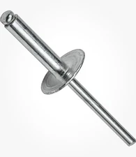 3/16" x 1/2"-5/8" Large Flange Rivet, Aluminum/Aluminum Qty: 100 Grip 1/2"-5/8"