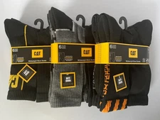 CATERPILLAR “CAT” 6 PK MEN'S  WORK/BOOT SOCKS MID-WEIGHT Anti-Odor Sz 8-12 NWT
