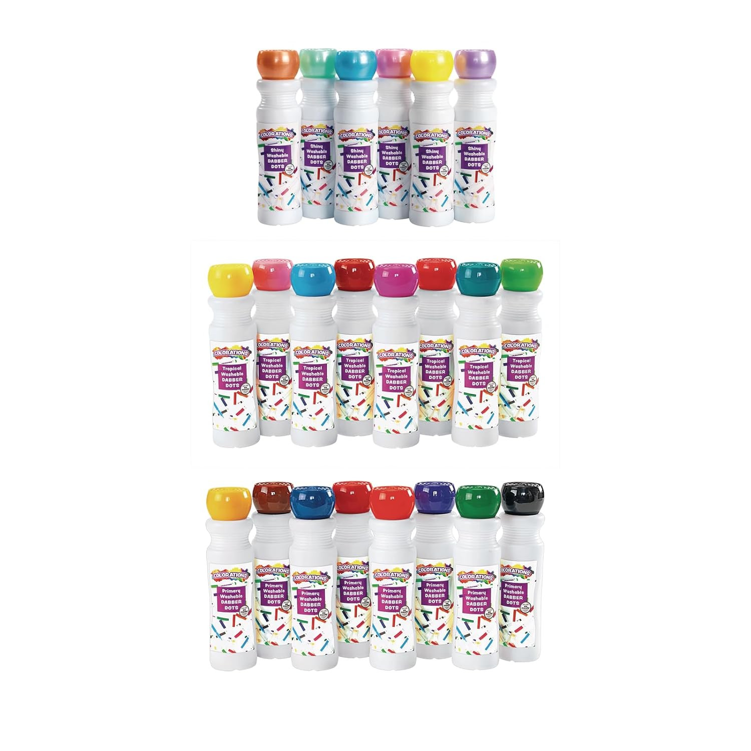 Dabber Markers, Set of 22, Prime, Shiny & Tropical Colors, Thick Felt Tips