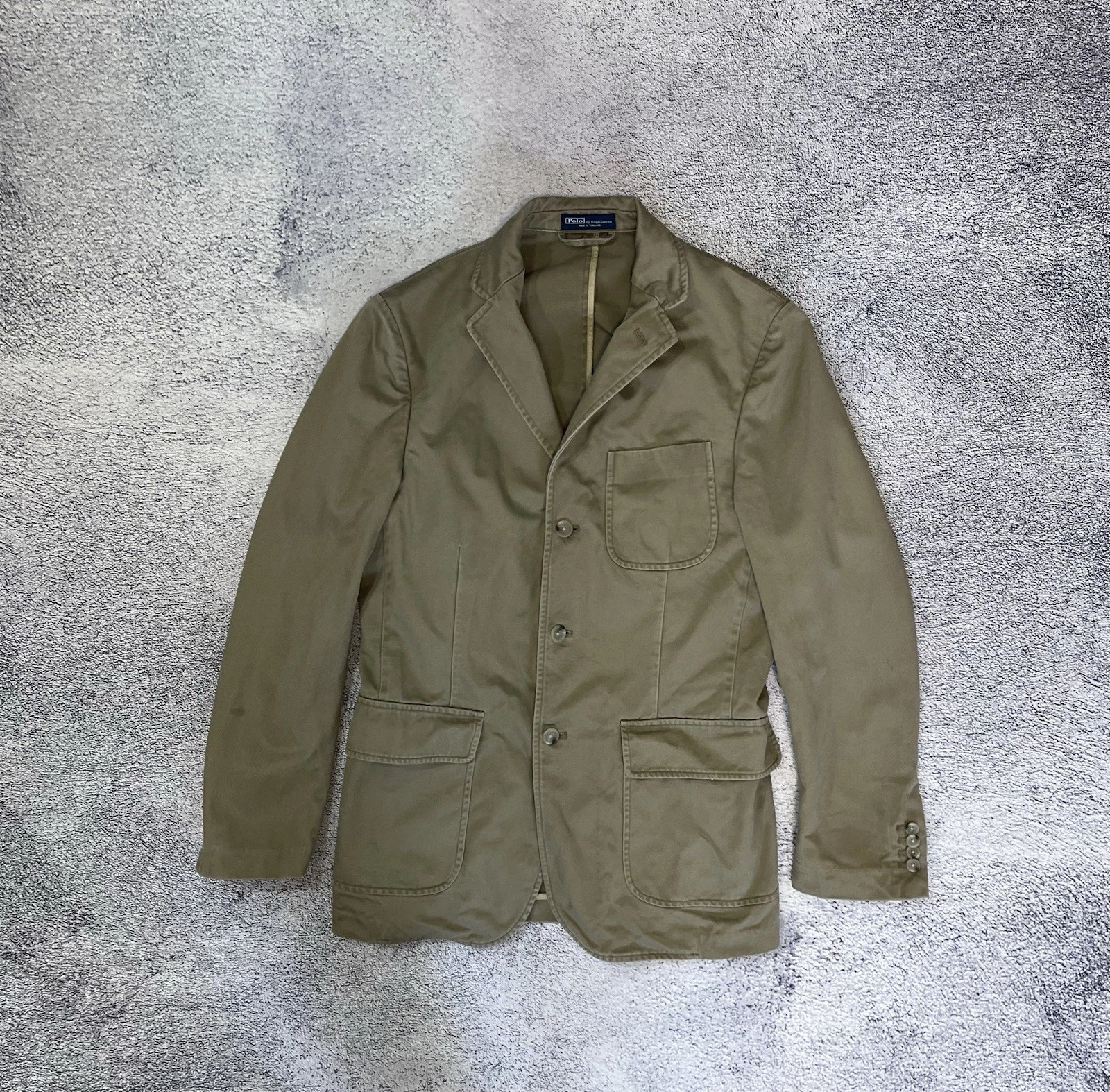 Men’s Beige Cotton Blazer Polo Ralph Lauren Size S Vintage 3-Button Jacket