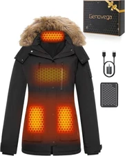 Graphene Heated Jacket for Women with Large Capacity Battery Large, Black 