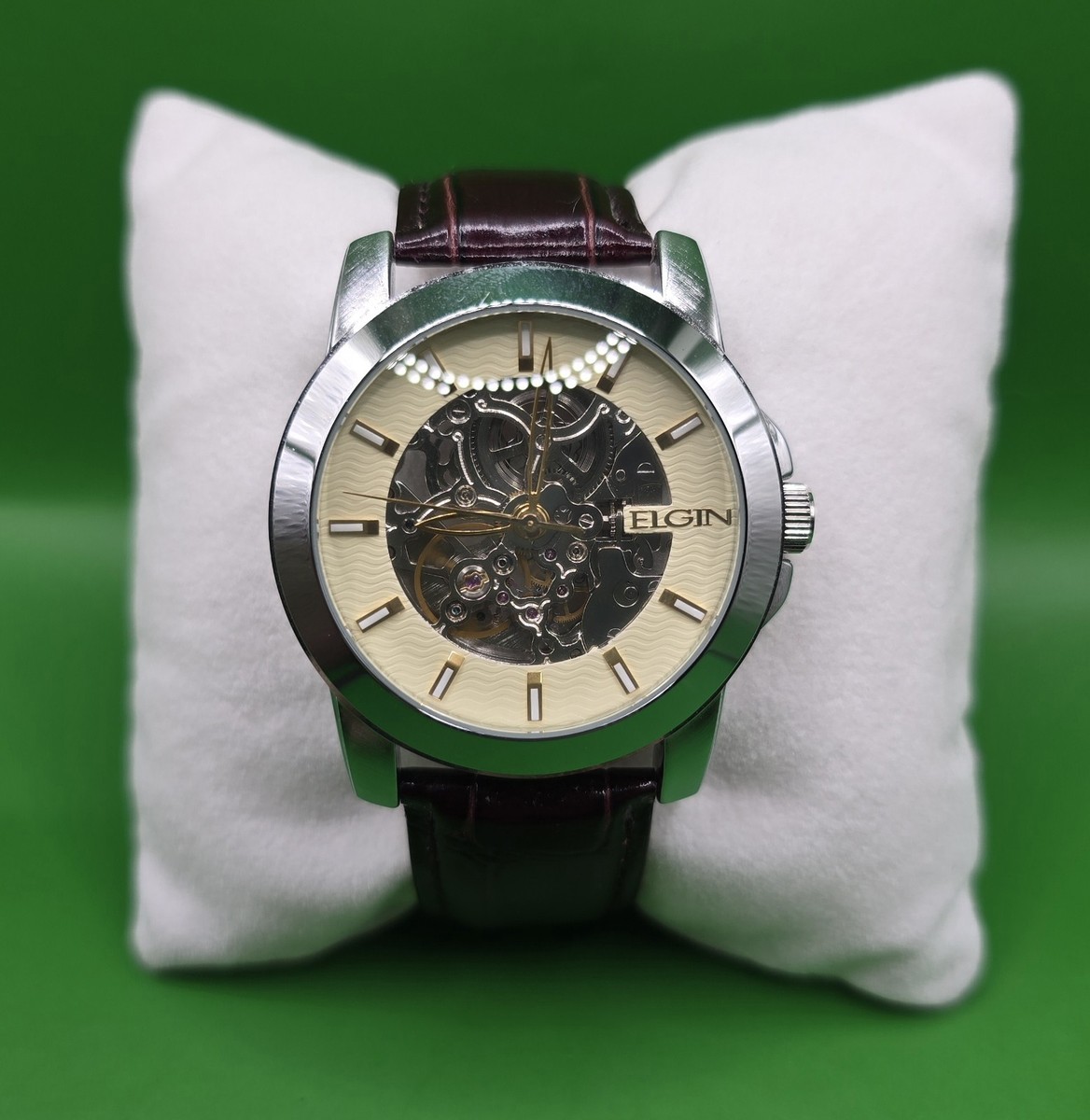 Elgin FG7081 Self-Winding Automatic “Skeleton Back” Wristwatch TY2807  Working