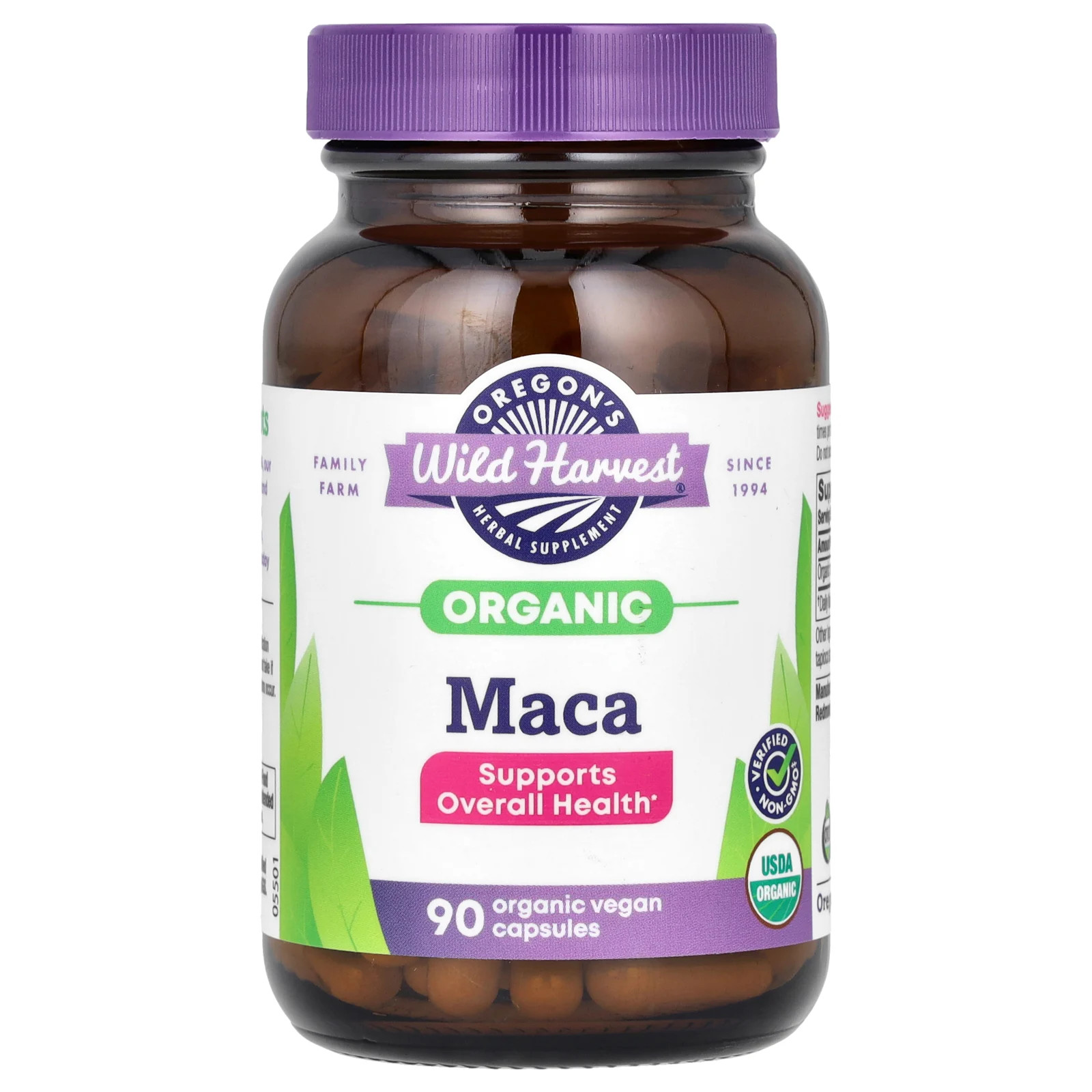 Organic Maca, 90 Organic Vegan Capsules (615 mg per Capsule)