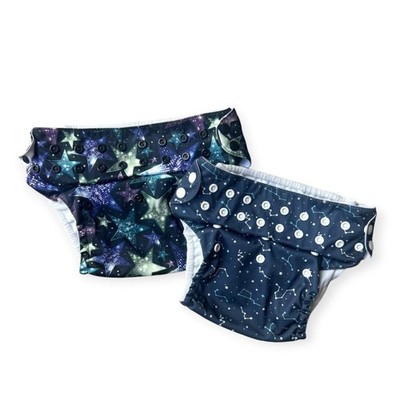 Mama Koala Cloth Diapers 2 Pack Celestial Stars Constellations Pocket Reusable
