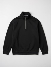 Men s Black Fleece Mock Neck 1/4 Zip Sweatshirt Pullover Long Sleeve Size M
