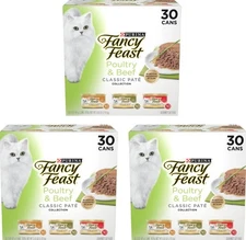Fancy Feast Classic Poultry Beef Pate Feast Variety Cat 3-oz can, case of 90