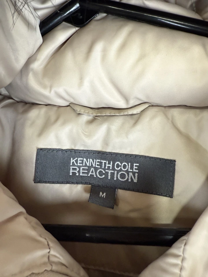 Abrigo acolchado largo Kenneth Cole Reaction para mujer talla mediana capucha de piel sintética A124 Foto 3 de 4