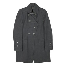 ZARA Veste Femme Laine Mélangée Gris Boutonnée, Unie, Style Urbain, L