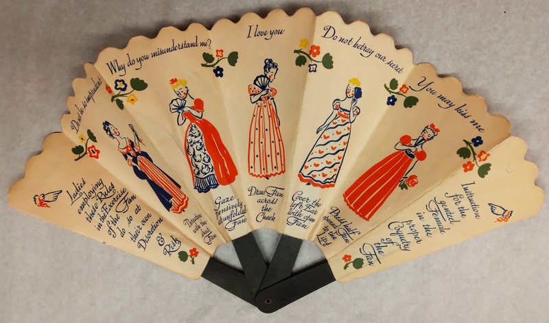 c1939 Hand Ad Fan for "Shulton Old Spice Talcum" with Language of the Fan