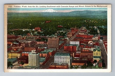 Yakima WA-Washington, Aerial Of Cascade Range, Mount Adams, Vintage Postcard