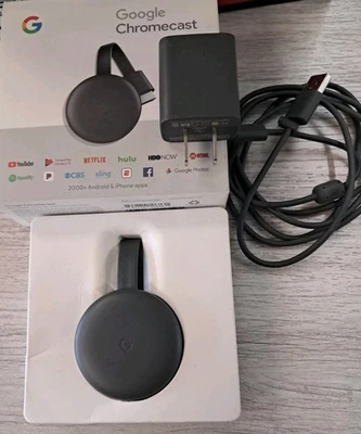 Google Chromecast (3rd Generation) Black HDMI Media Streamers for